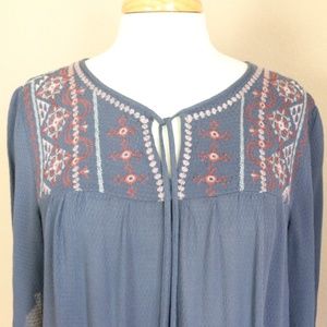 SOLD Bohemian Short Sleeve Embroidered Top
